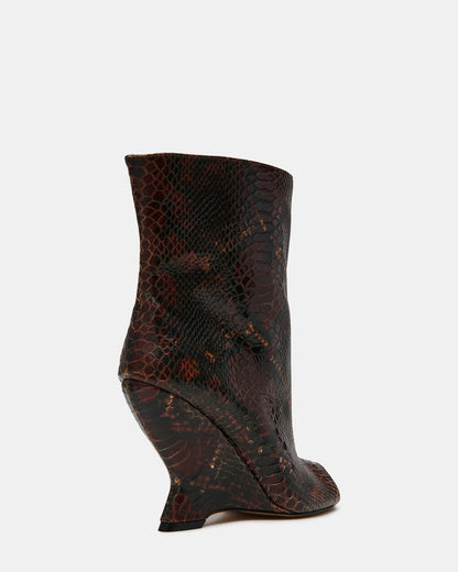 RYLIX Brown Snake Wedge Peep-Toe Women's Ankle Boot | Steve Madden Quality