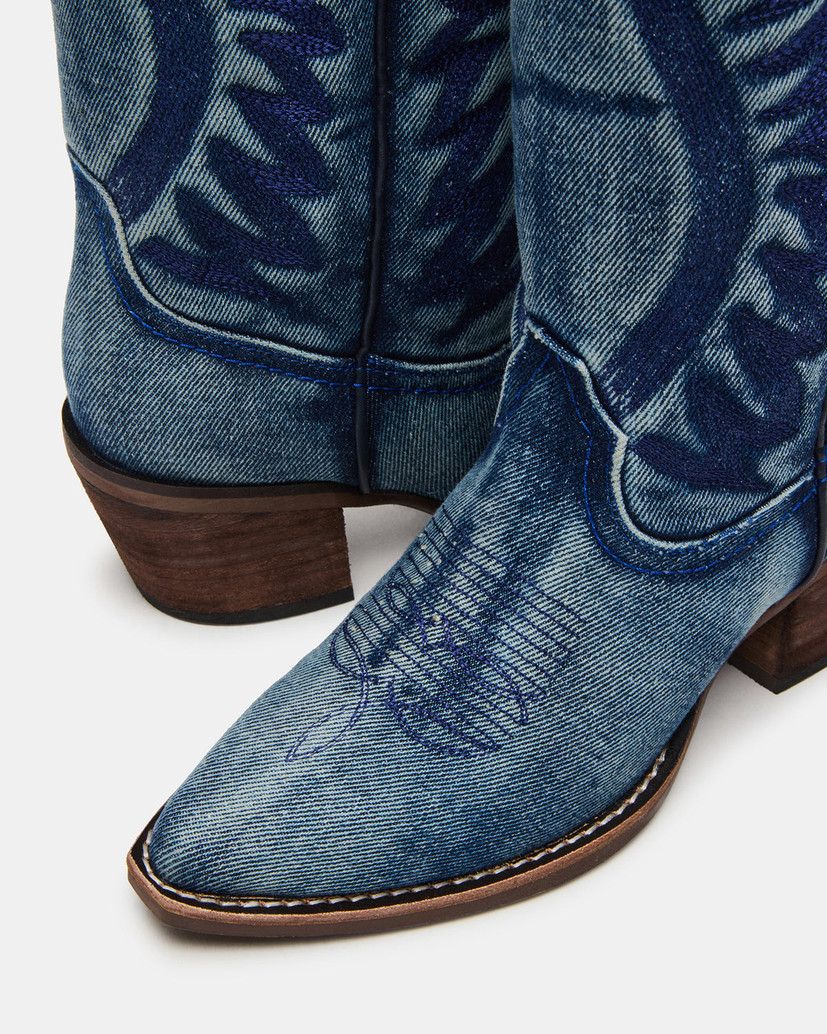 ALBANY Denim Fabric Wide Calf Pointed-Toe Women's Western Boot | Steve Madden Quality