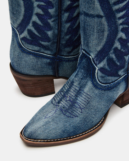 ALBANY Denim Fabric Wide Calf Pointed-Toe Women's Western Boot | Steve Madden Quality