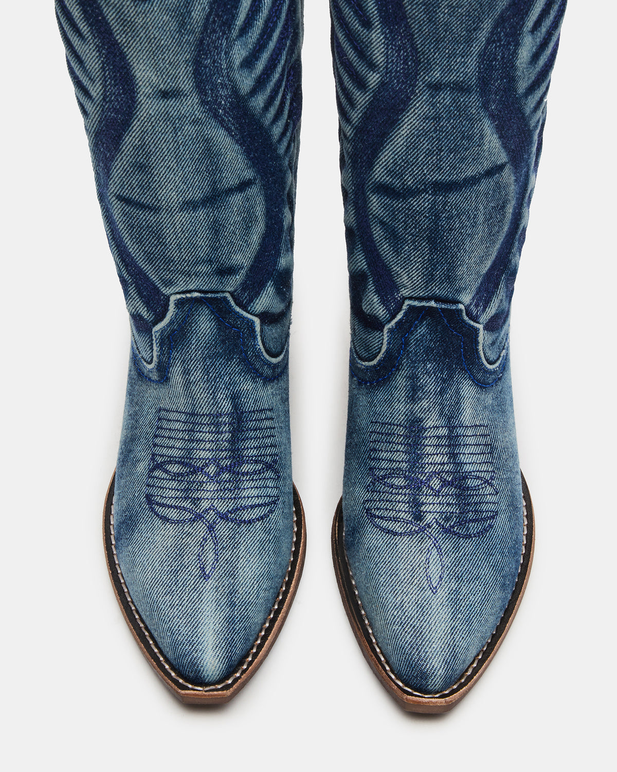ALBANY Denim Fabric Wide Calf Pointed-Toe Women's Western Boot | Steve Madden Quality