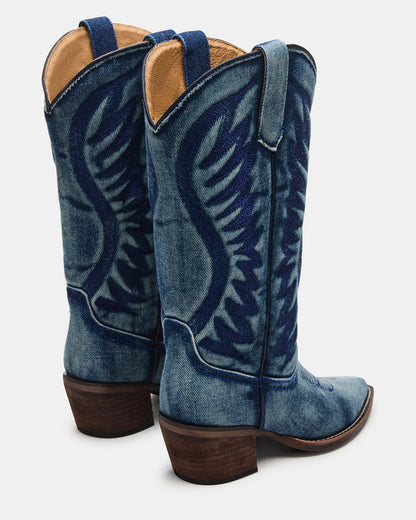 ALBANY Denim Fabric Wide Calf Pointed-Toe Women's Western Boot | Steve Madden Quality