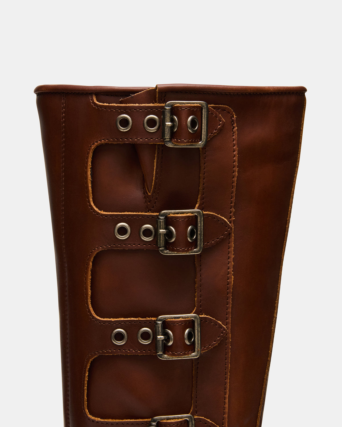 ROCKY Cognac Distressed Wide Calf Knee-High Moto Women's Boot | Steve Madden Smart Buy