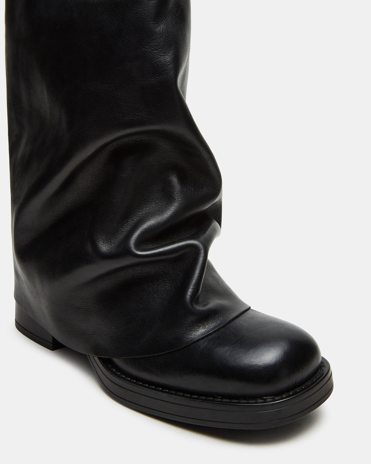 BENTON Black Leather Women's Cuffed Moto Boot | Steve Madden Deals