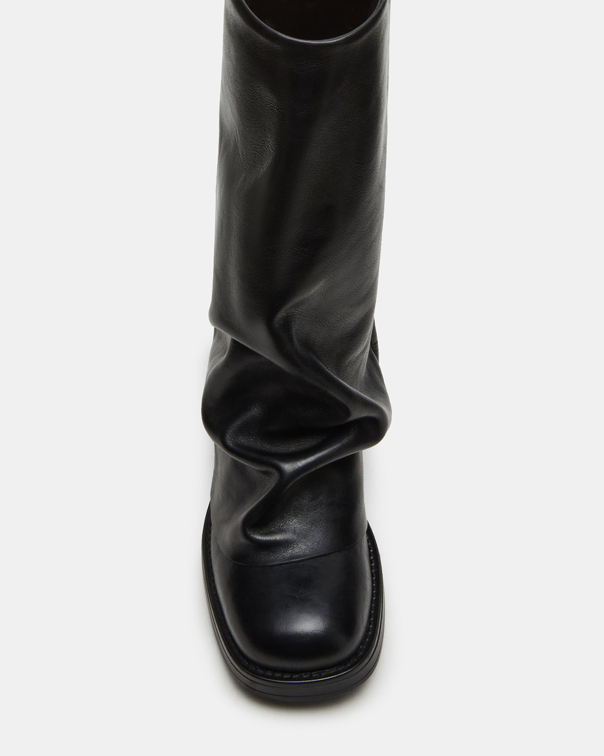BENTON Black Leather Women's Cuffed Moto Boot | Steve Madden Deals