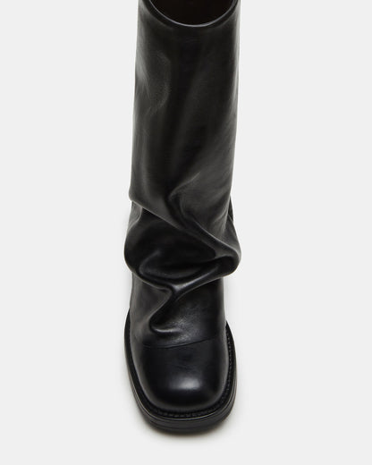 BENTON Black Leather Women's Cuffed Moto Boot | Steve Madden Deals