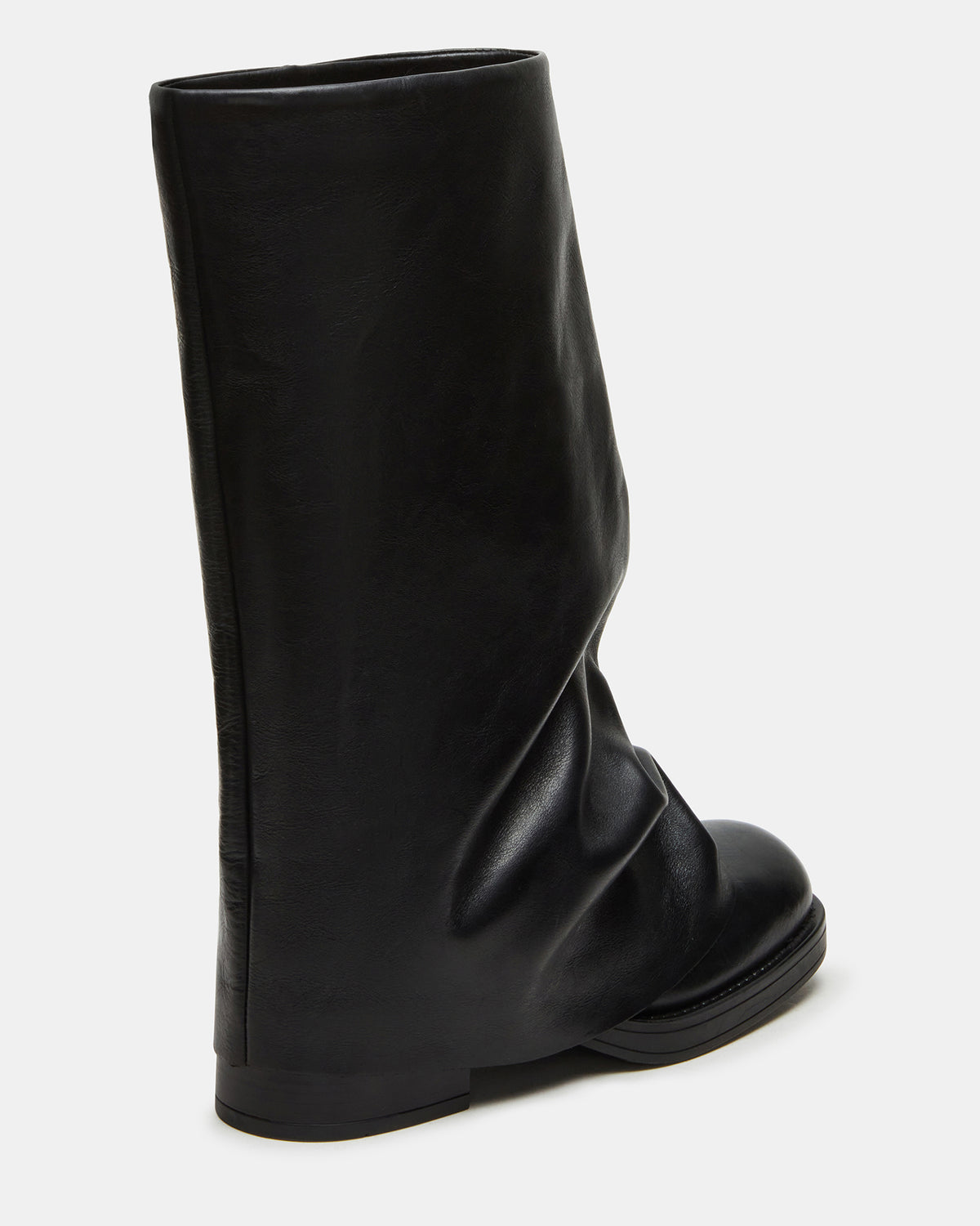 BENTON Black Leather Women's Cuffed Moto Boot | Steve Madden Deals