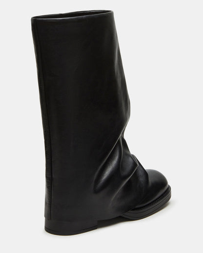 BENTON Black Leather Women's Cuffed Moto Boot | Steve Madden Deals