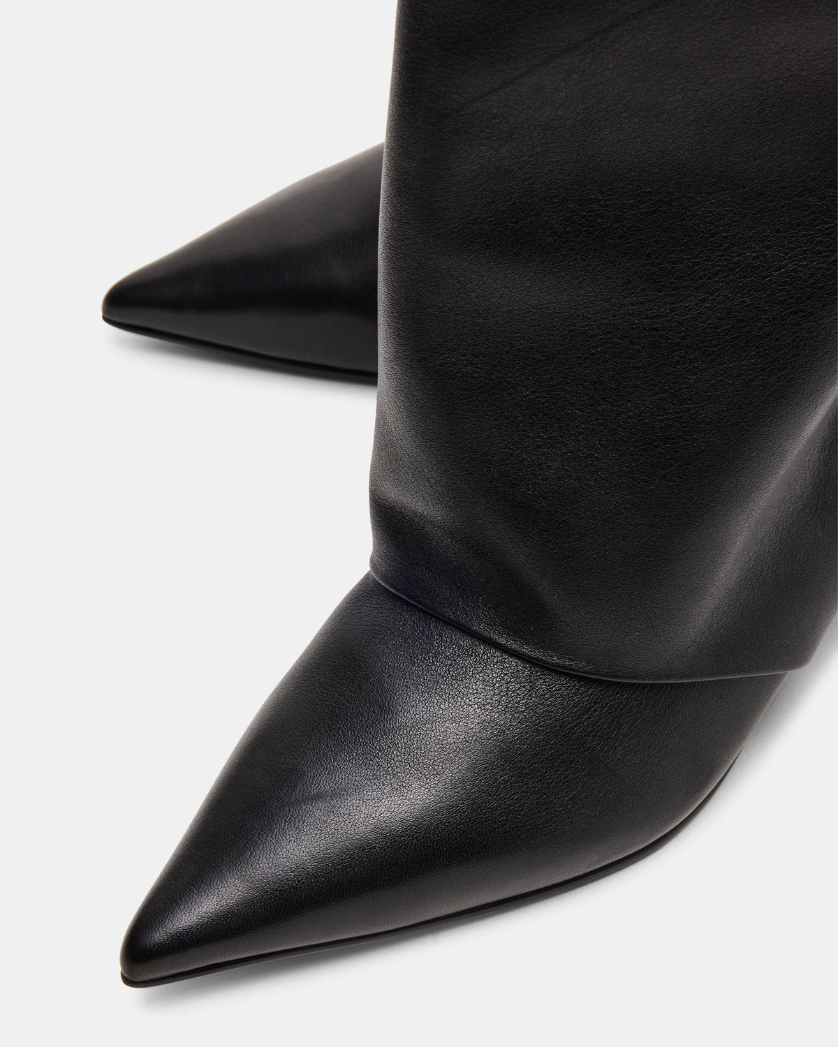 LUCA Black Leather Pointed-Toe Cuffed Kitten Heel Women's Boot | Steve Madden Everyday