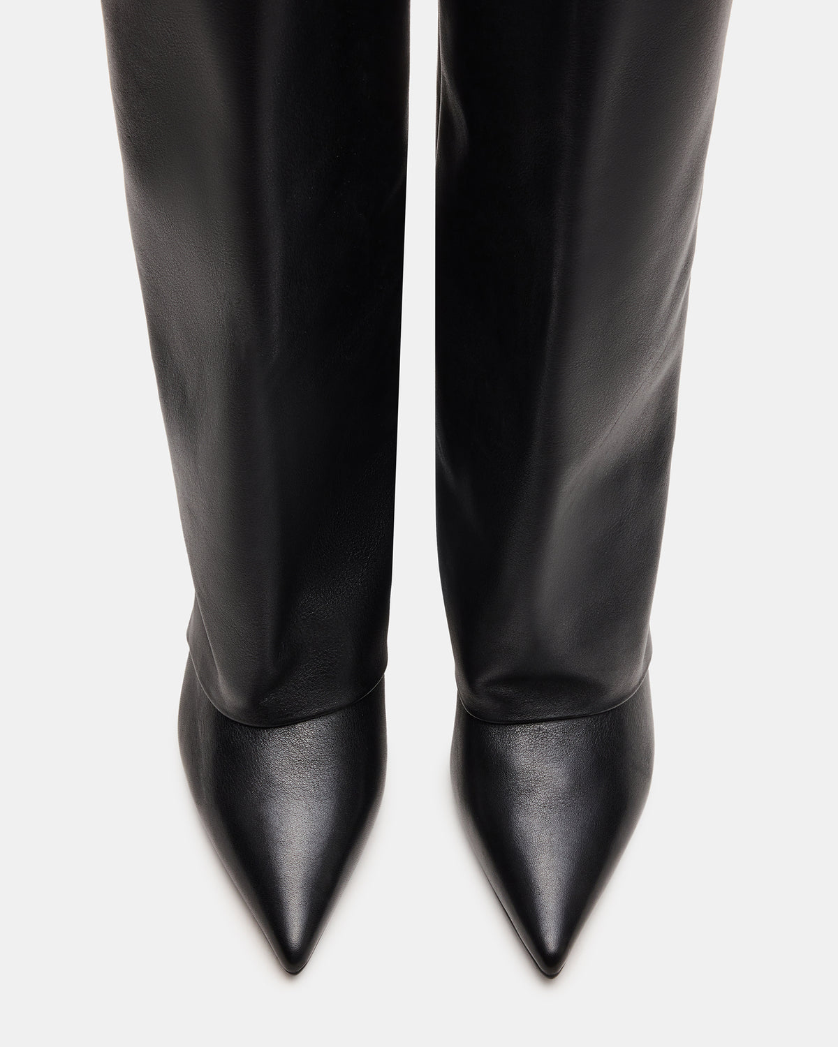 LUCA Black Leather Pointed-Toe Cuffed Kitten Heel Women's Boot | Steve Madden Everyday