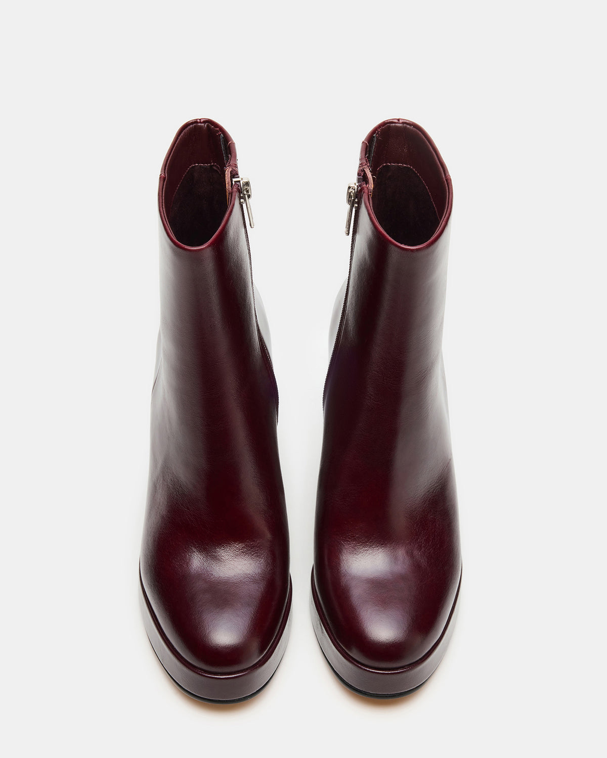 TYRA Burgundy Leather Platform Block Heel Women's Ankle Boot | Steve Madden Signature