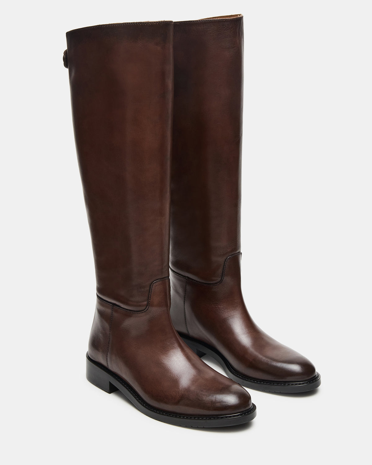 BEREN Brown Leather Knee-High Women's Riding Boot | Steve Madden Latest