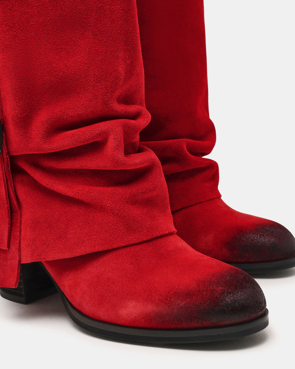 BOZEMAN Red Suede Knee-High Fold-Over Cuffed Women's Boot | Steve Madden Great Value