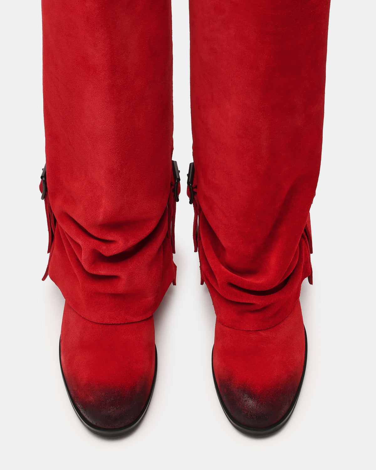 BOZEMAN Red Suede Knee-High Fold-Over Cuffed Women's Boot | Steve Madden Great Value
