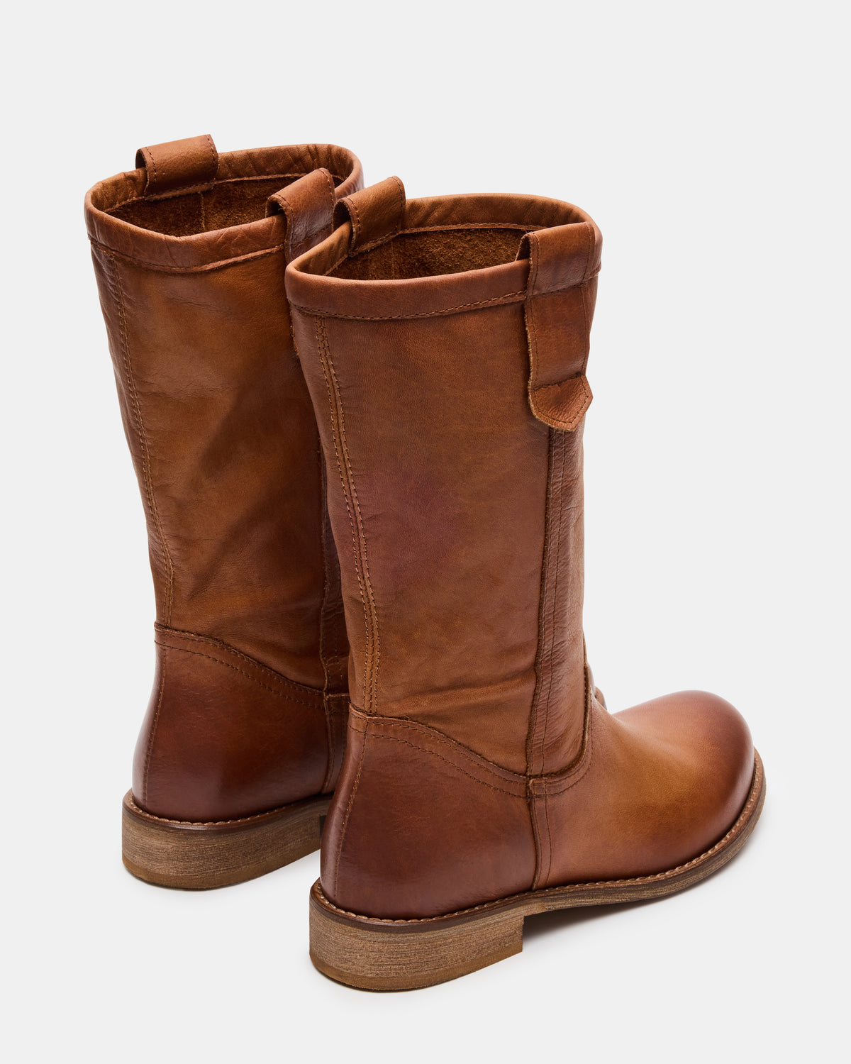 RUBEN Cognac Leather Rounded Toe Women's Boot | Steve Madden Top Pick