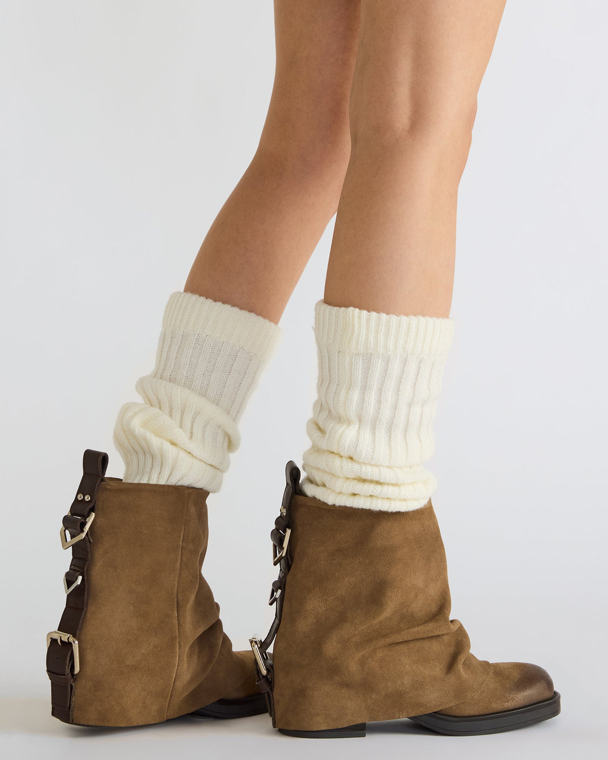 BENJI Taupe Suede Cuffed Fold-Over Moto Buckle Women's Ankle Boot | Steve Madden Exclusive