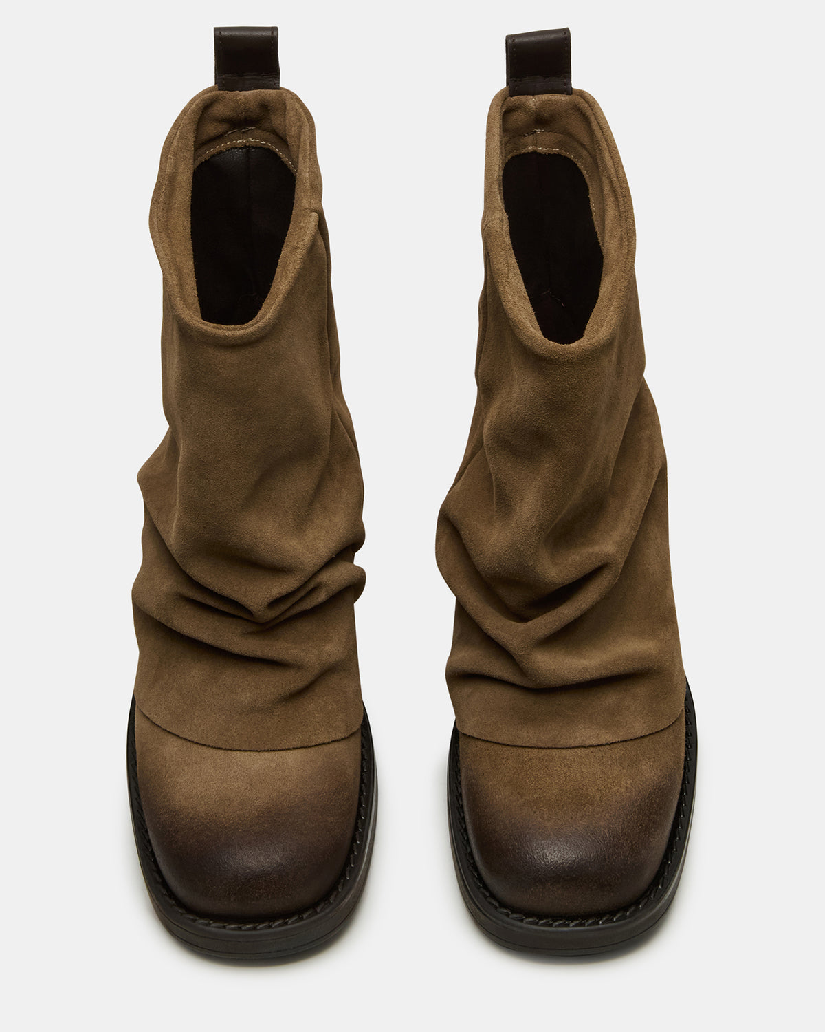 BENJI Taupe Suede Cuffed Fold-Over Moto Buckle Women's Ankle Boot | Steve Madden Exclusive