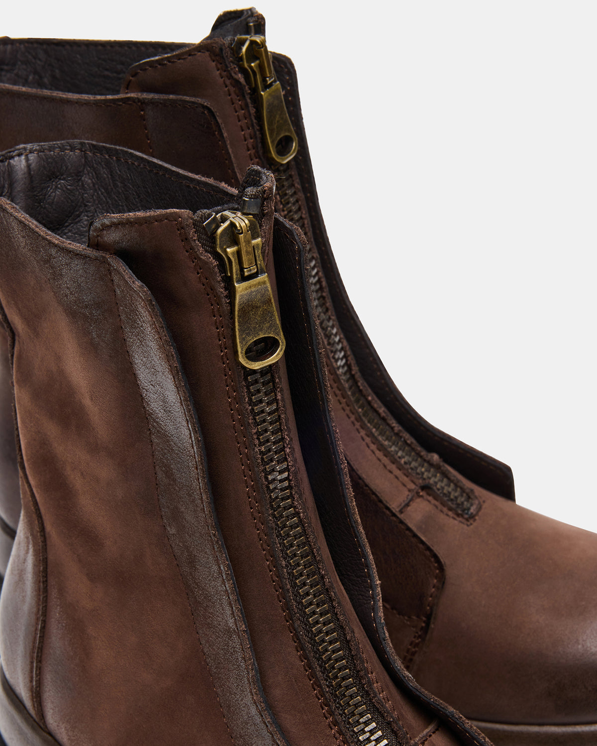 MILTON Brown Leather Moto Women's Ankle Boot | Steve Madden Discount