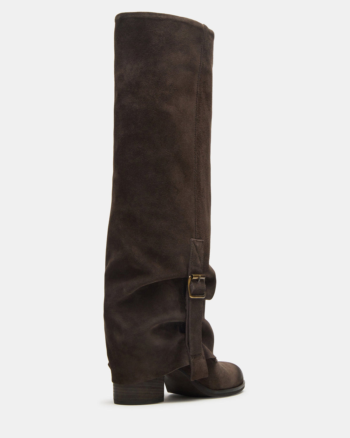 BOZEMAN Dark Taupe Suede Knee-High Fold-Over Cuffed Women's Boot | Steve Madden Customer Favorite