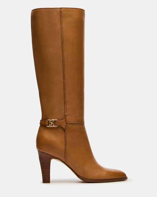 RHETT Tan Leather Knee-High Heeled Women's Boot | Steve Madden Top Pick