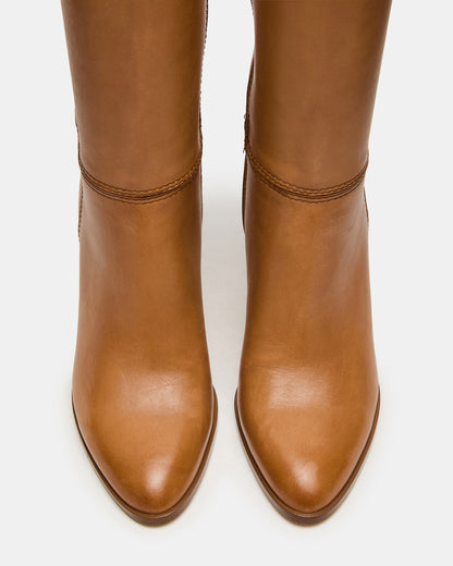 RHETT Tan Leather Knee-High Heeled Women's Boot | Steve Madden Top Pick