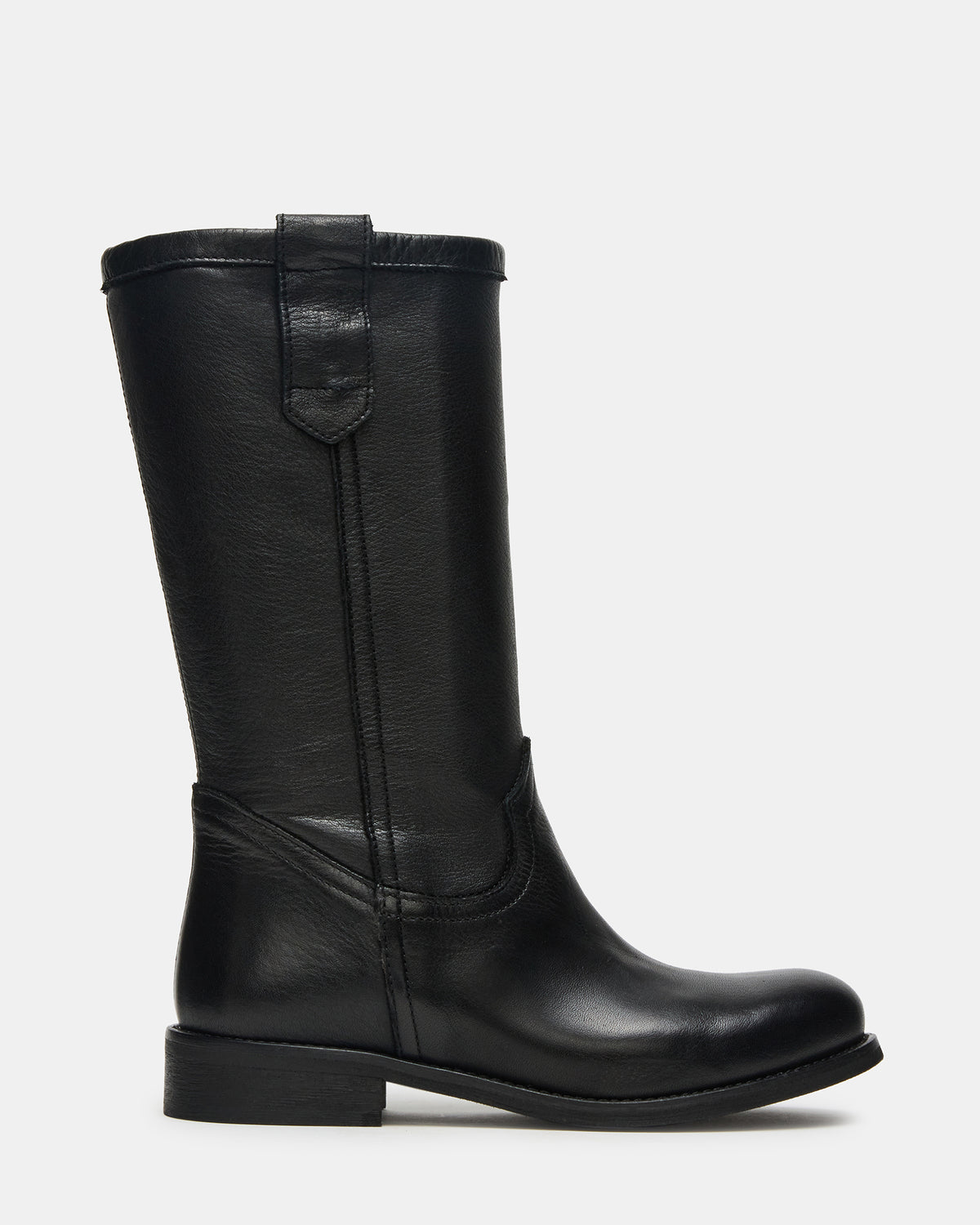 RUBEN Black Leather Rounded Toe Women's Boot | Steve Madden Trending