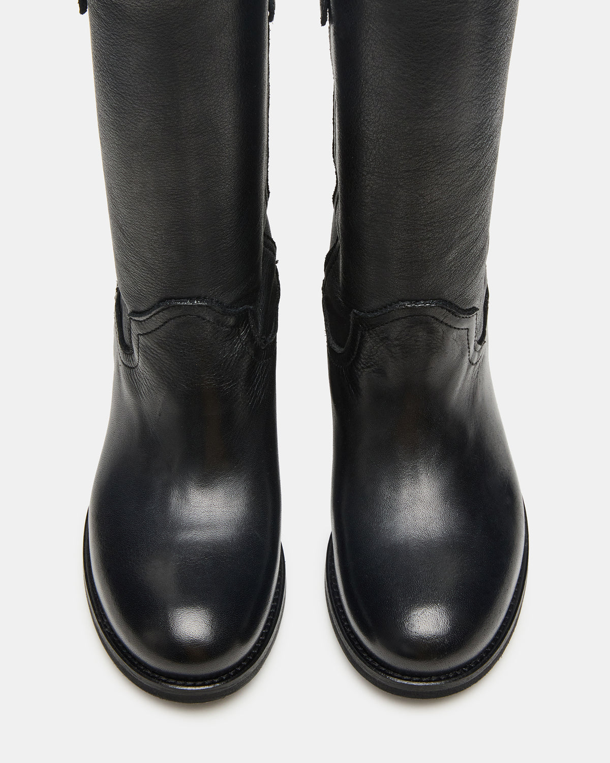 RUBEN Black Leather Rounded Toe Women's Boot | Steve Madden Trending
