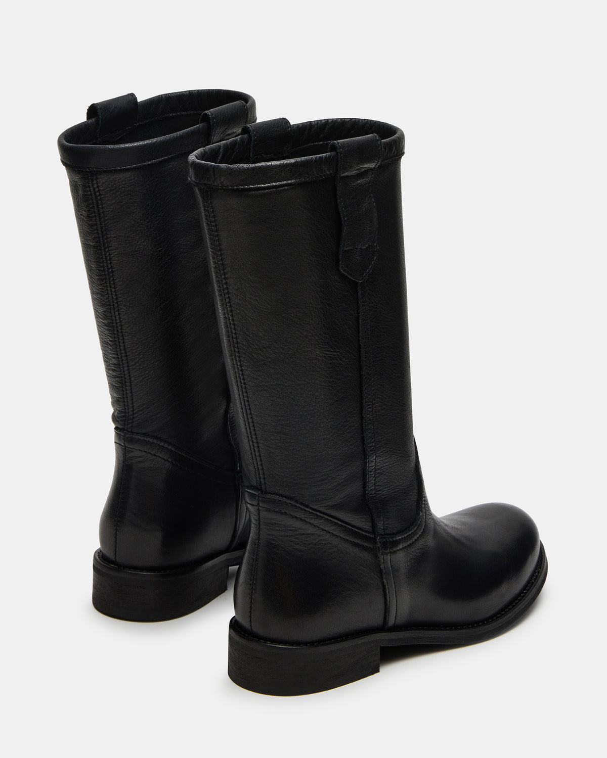 RUBEN Black Leather Rounded Toe Women's Boot | Steve Madden Trending