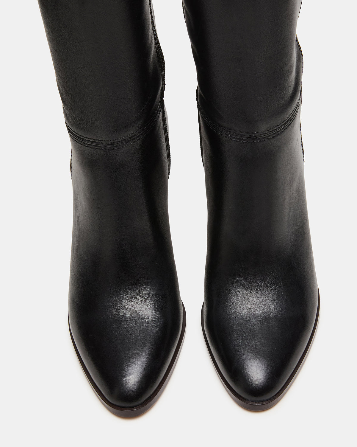 RHETT Black Leather Knee-High Heeled Women's Boot | Steve Madden Recommended
