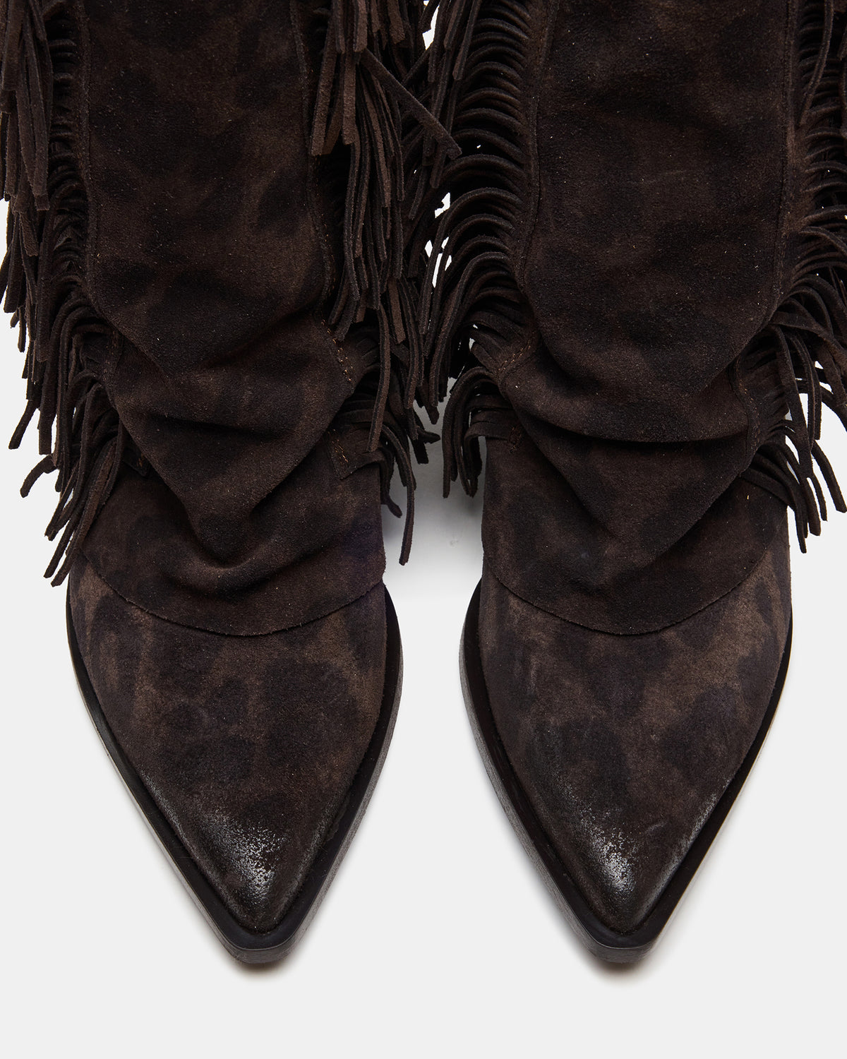 LANDMARK Brown Leopard Cuffed Fringe Western Women's Ankle Boot | Steve Madden Recommended