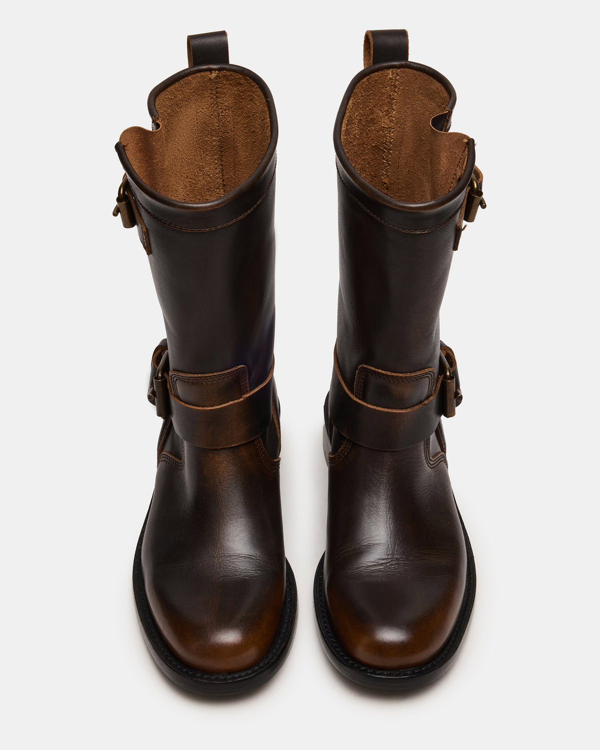 IRVING Black Distressed Buckle Moto Round-Toe Women's Boot | Steve Madden Hot Sale