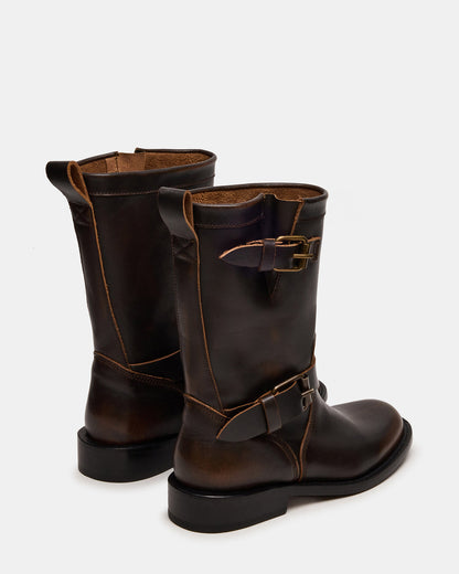 IRVING Black Distressed Buckle Moto Round-Toe Women's Boot | Steve Madden Hot Sale