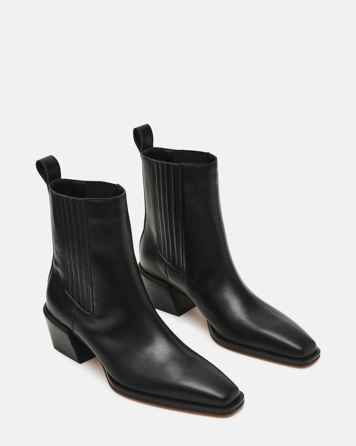 DARSEN Black Leather Square-Toe Block Heel Women's Ankle Boot | Steve Madden Hot Sale