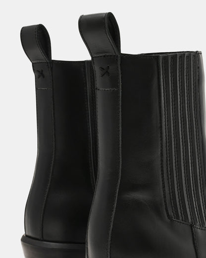 DARSEN Black Leather Square-Toe Block Heel Women's Ankle Boot | Steve Madden Hot Sale