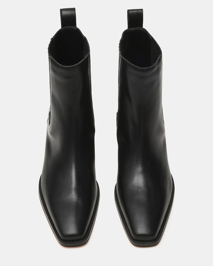 DARSEN Black Leather Square-Toe Block Heel Women's Ankle Boot | Steve Madden Hot Sale