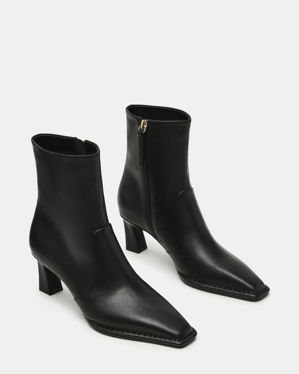 FARE Black Leather Square Toe Women's Ankle Boot | Steve Madden Classic
