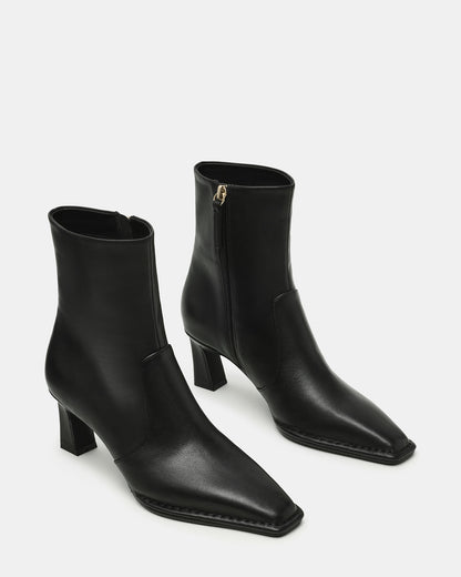 FARE Black Leather Square Toe Women's Ankle Boot | Steve Madden Classic