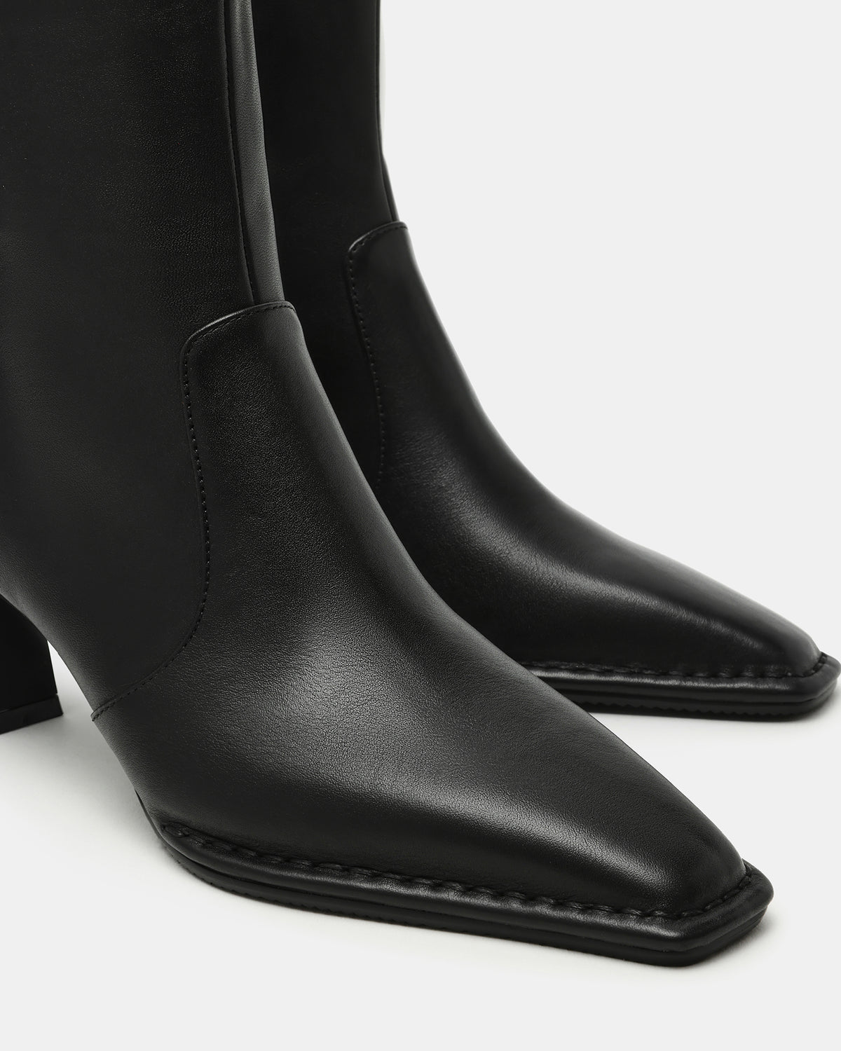 FARE Black Leather Square Toe Women's Ankle Boot | Steve Madden Classic