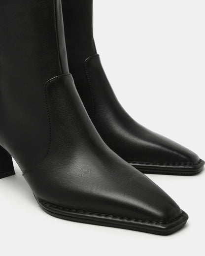 FARE Black Leather Square Toe Women's Ankle Boot | Steve Madden Classic