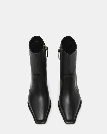 FARE Black Leather Square Toe Women's Ankle Boot | Steve Madden Classic