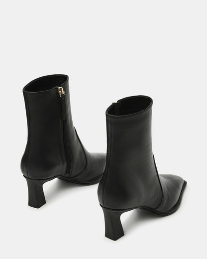 FARE Black Leather Square Toe Women's Ankle Boot | Steve Madden Classic