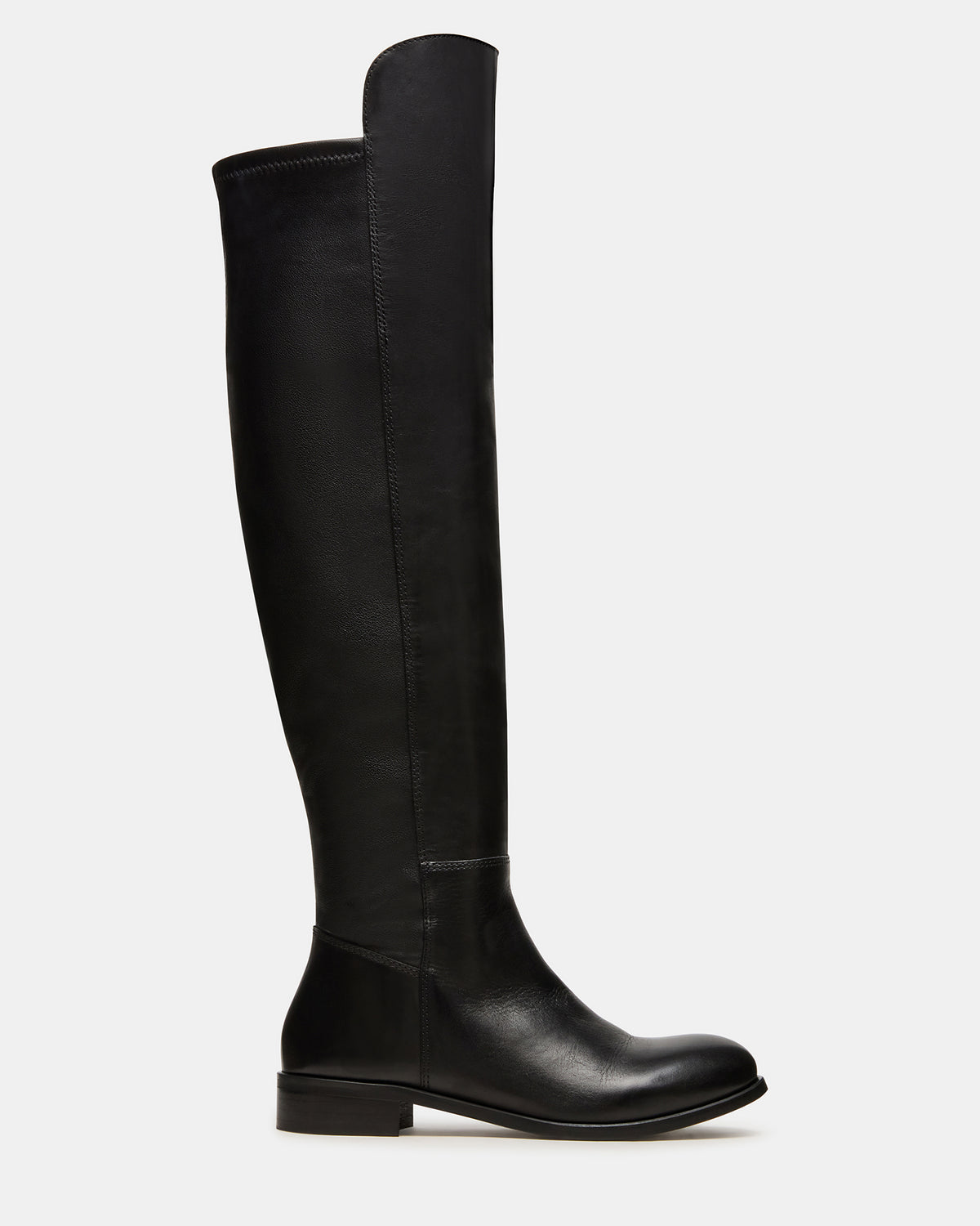 LANCASTER Black Leather Over-the-Knee Round Toe Women's Boots | Steve Madden Discount