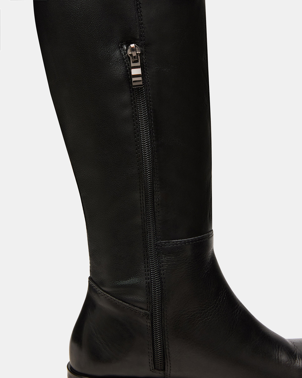 LANCASTER Black Leather Over-the-Knee Round Toe Women's Boots | Steve Madden Discount