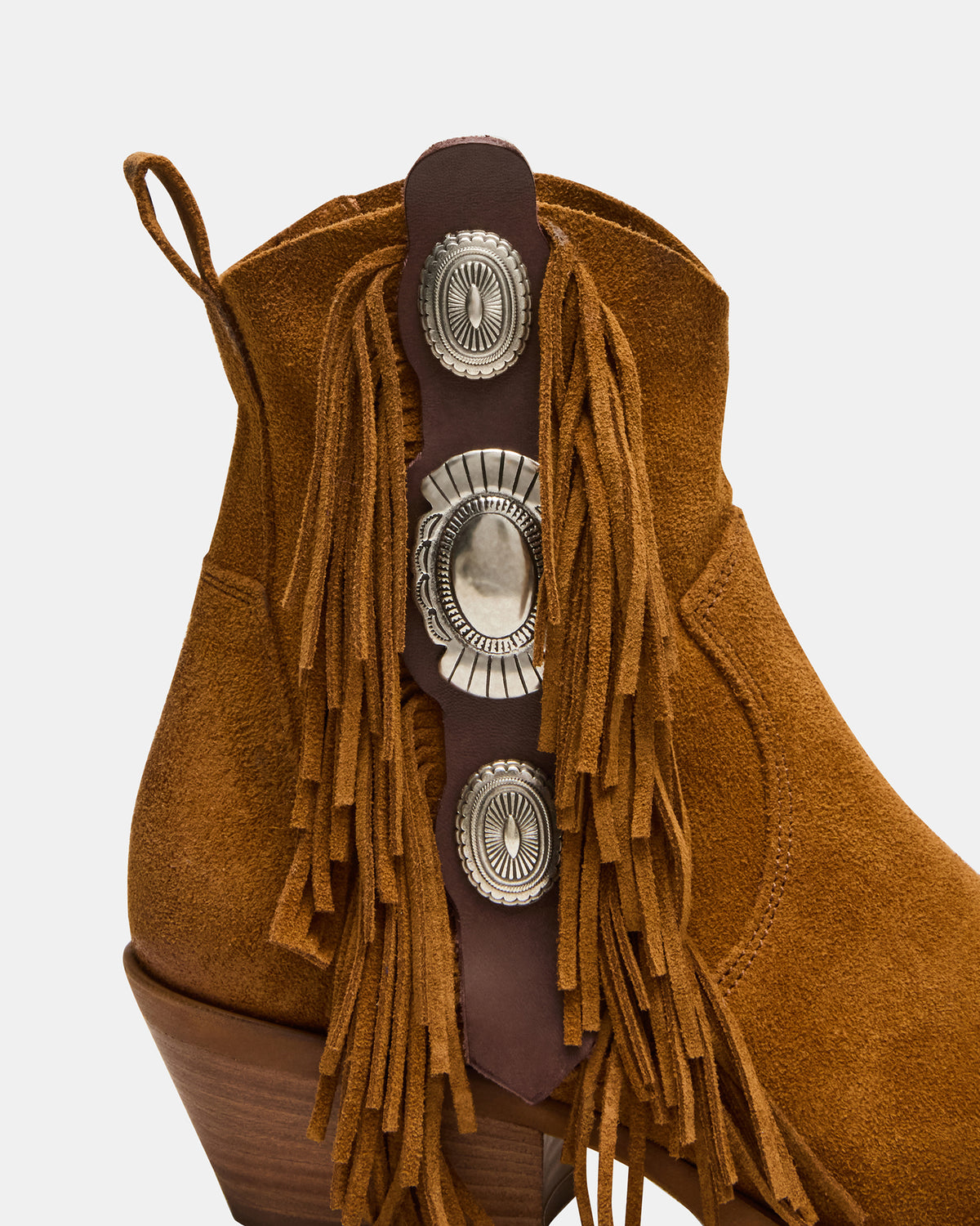 LARAMIE Chestnut Suede Fringe Western Pointed-Toe Women's Ankle Boot | Steve Madden Deals