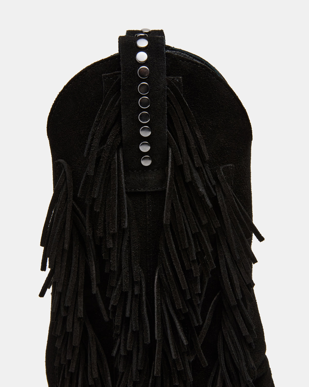 LANDMARK Black Suede Cuffed Fringe Western Women's Ankle Boot | Steve Madden New