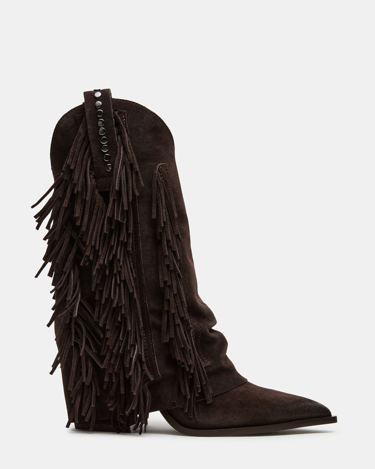 LANDMARK Brown Suede Cuffed Fringe Western Women's Ankle Boot | Steve Madden Everyday
