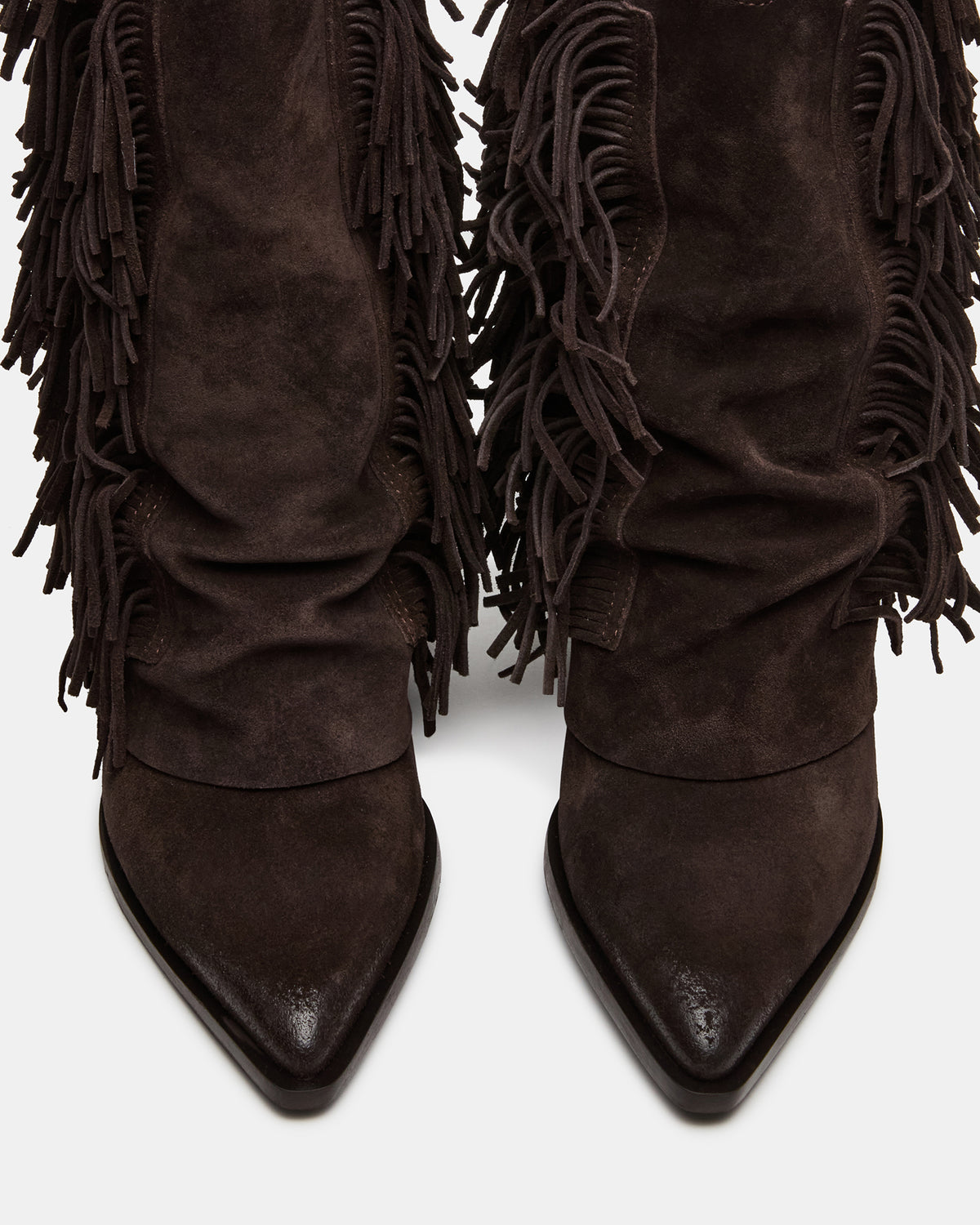 LANDMARK Brown Suede Cuffed Fringe Western Women's Ankle Boot | Steve Madden Everyday