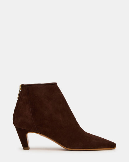 JUNO Brown Suede Square-Toe Women's Ankle Boot | Steve Madden Essential