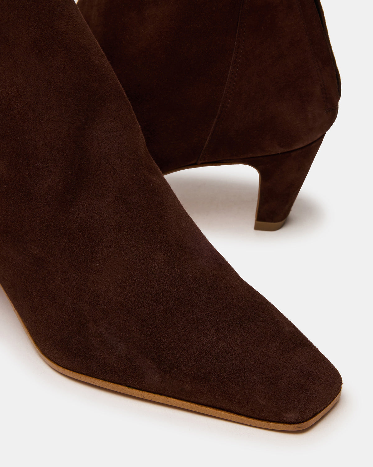 JUNO Brown Suede Square-Toe Women's Ankle Boot | Steve Madden Essential