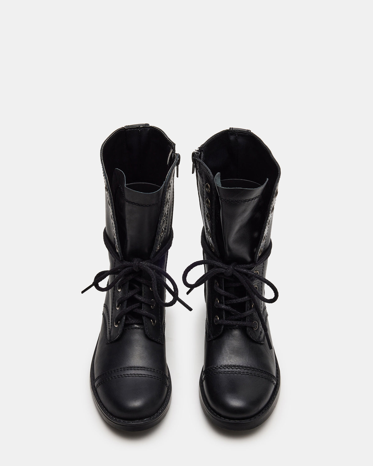 TROOPA3.0 Black Leather Women's Moto Combat Ankle Boot | Steve Madden Featured