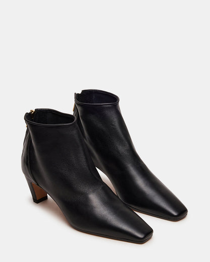 JUNO Black Leather Square-Toe Women's Ankle Boot | Steve Madden Value